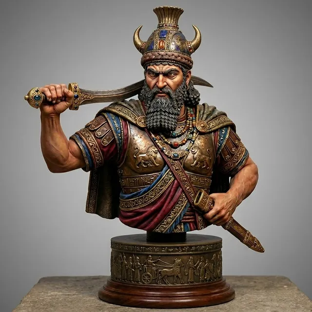 Art Girona Busts Sargon d'Akkad buste résine roi antique