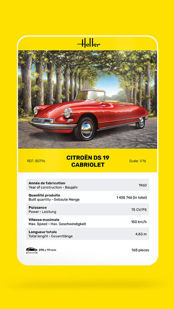 Heller Historical Citroen DS 19 Cabriolet maquette 1/16