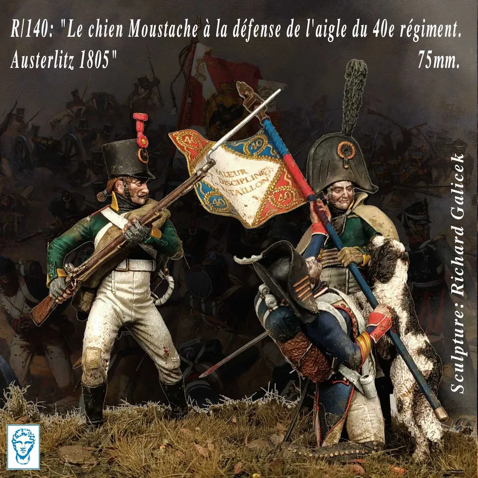 Art Girona Miniatures Chien Moustache Austerlitz figurine 54mm