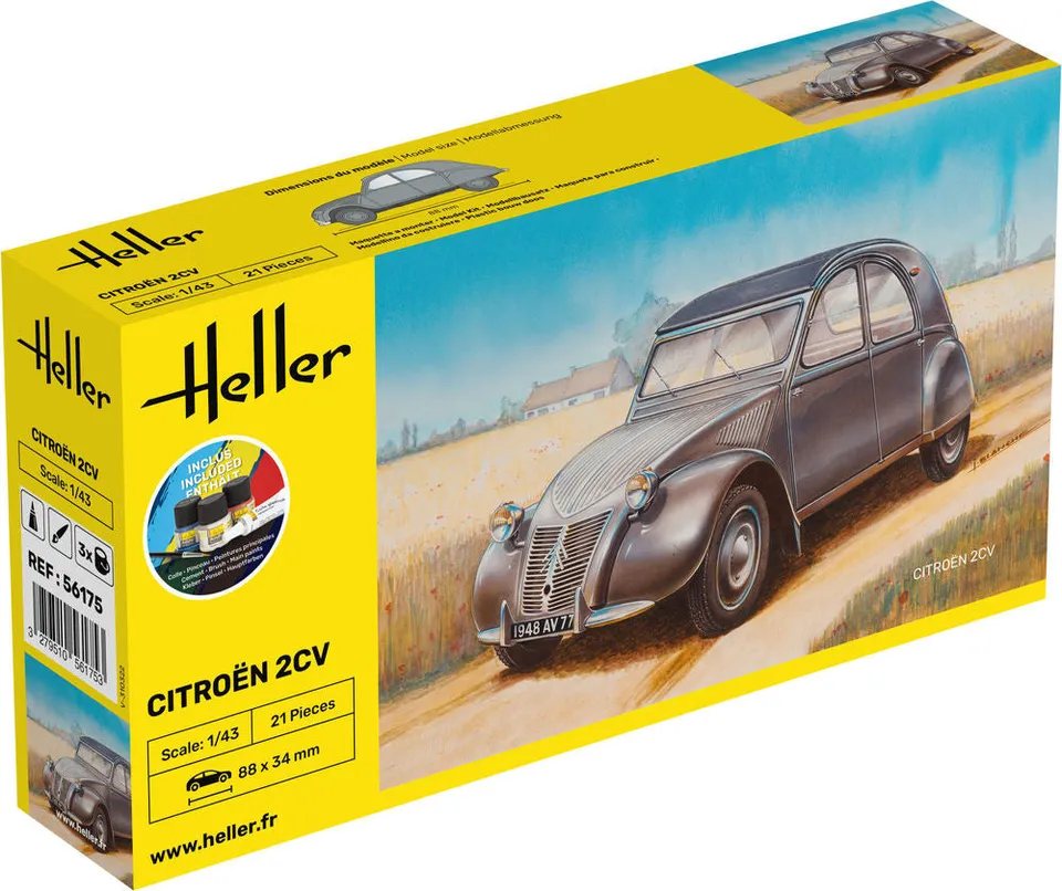 Heller Starter Kit Citroen 2 CV 1/43 kit maquette voiture