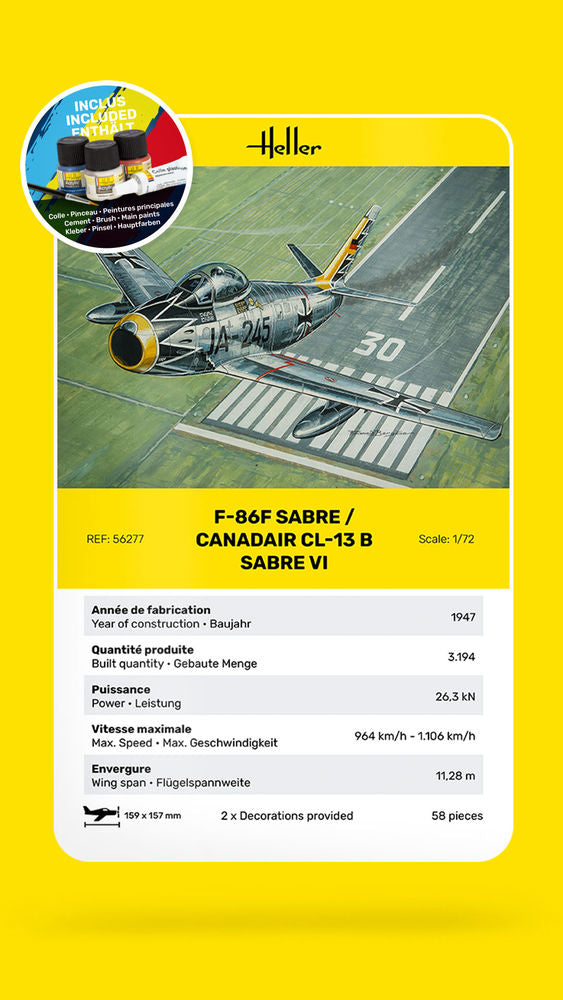 Heller Starter Kit F-86F Sabre maquette avion 1/72