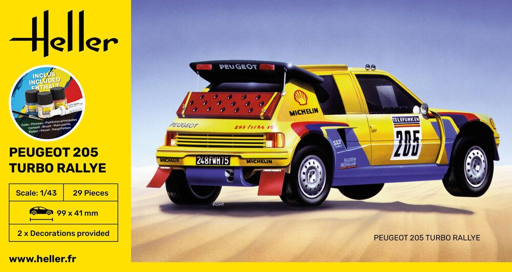Heller Starter Kit Peugeot 205 Turbo Rallye 1/43 maquette auto