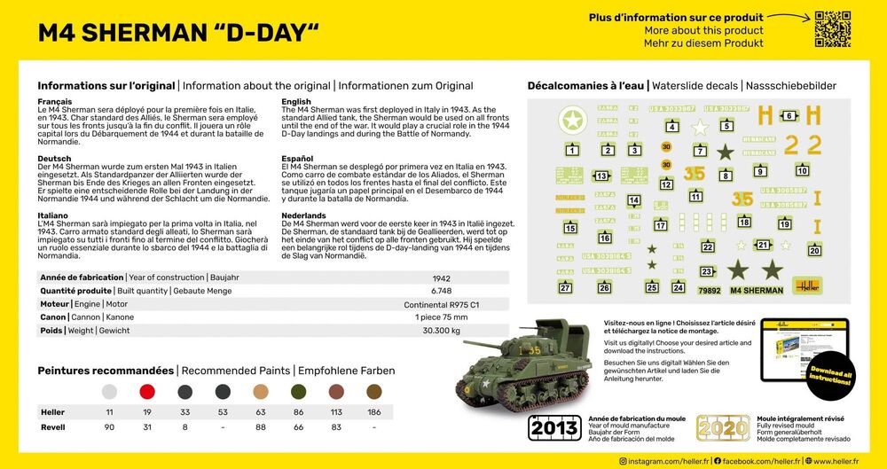 Heller 9.99 M4 Sherman D-Day 1/72 maquette char Normandie