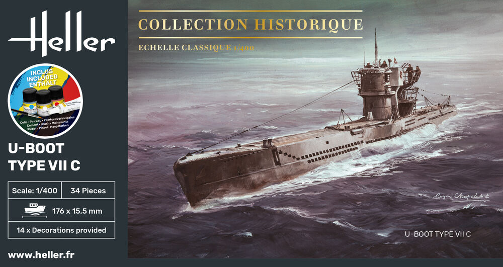 Heller Starter Kit U-Boot Type VII C maquette 1/400