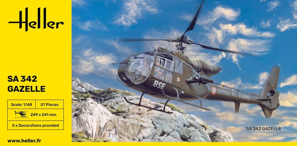 Heller SA 342 Gazelle 1/48 Maquette Hélicoptère Militaire