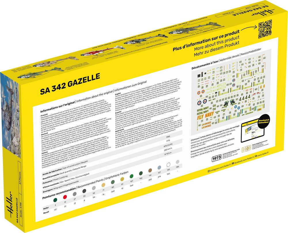 Heller Starter Kit SA 342 Gazelle 1/48 maquette hélicoptère