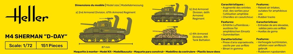 Heller 9.99 M4 Sherman D-Day 1/72 maquette char Normandie