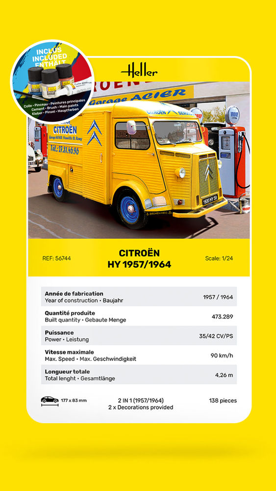Heller Starter Kit Citroen HY 1957/1964 1/24 kit maquette camion