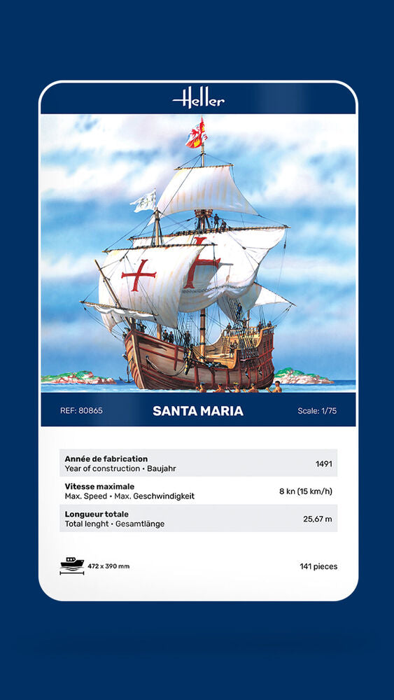 Heller Historical Santa Maria maquette bateau 1/75 voilier