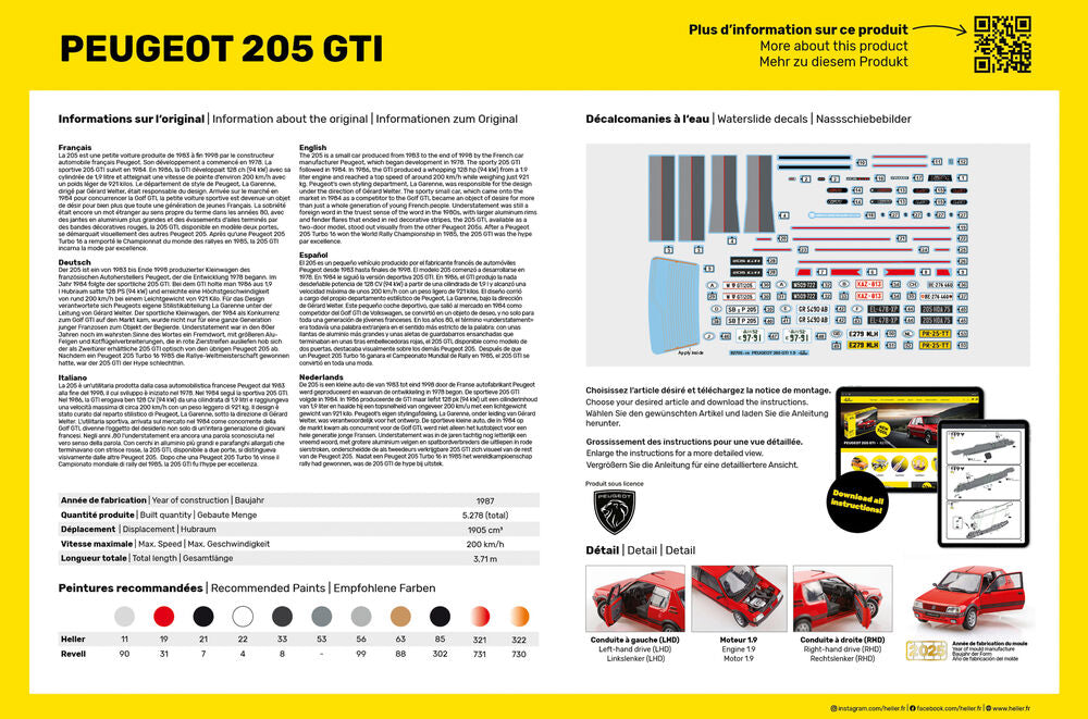Heller Peugeot 205 GTI 1/24 maquette voiture France