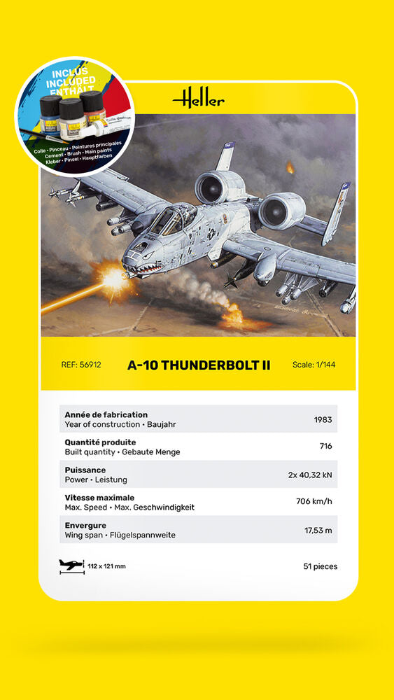 Heller Starter Kit A-10 Thunderbolt II maquette avion 1/144