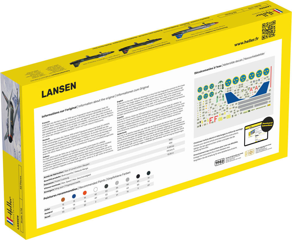 Heller Starter Kit Lansen Saab 32 1/72 maquette avion complet