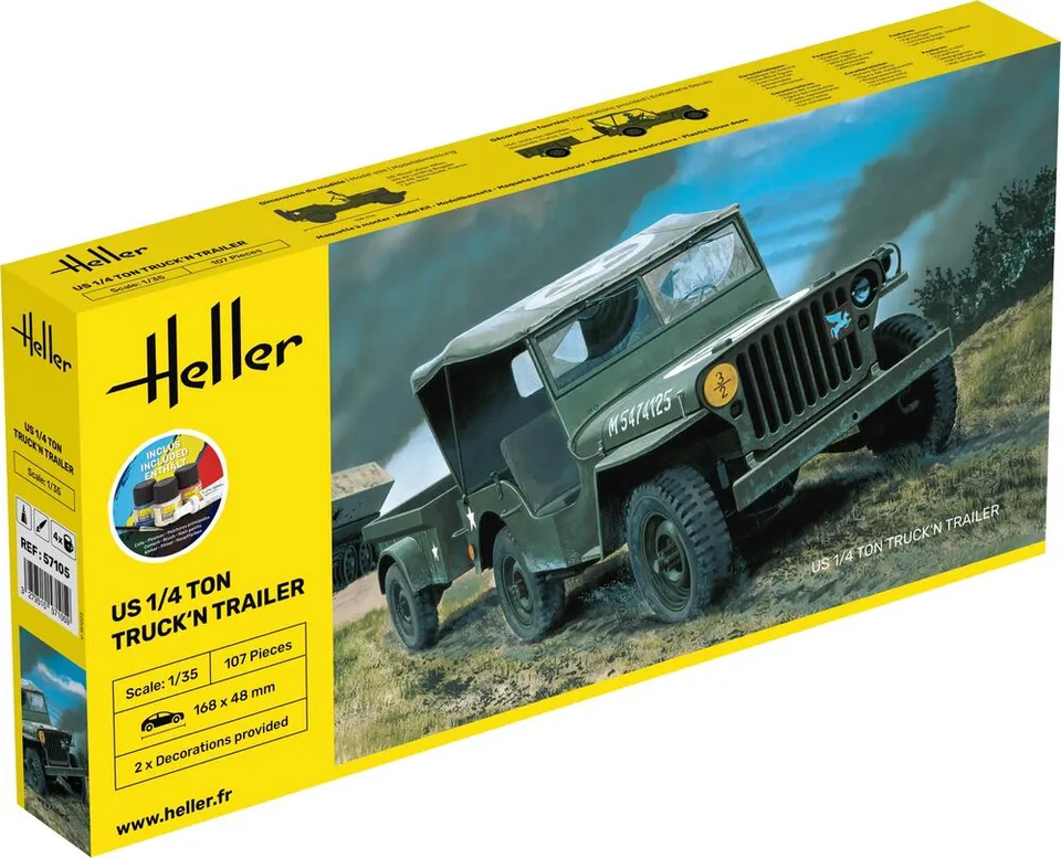 Heller Starter Kit US 1/4 Ton Truck 'n Trailer 1/35 maquette jeep