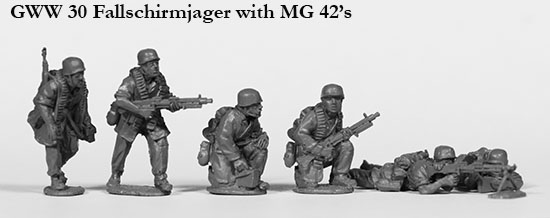 Perry World War 2 GWW 30 Fallschirmjäger figurines métal MG42