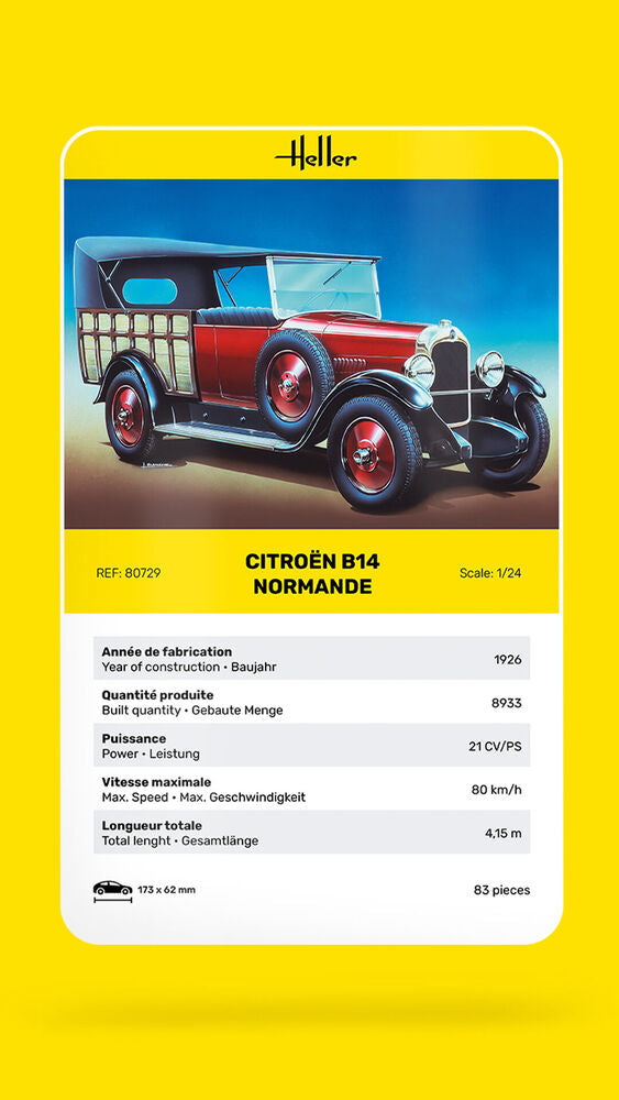 Heller Citroën B14 Normande 1/24 Maquette Voiture Moteur