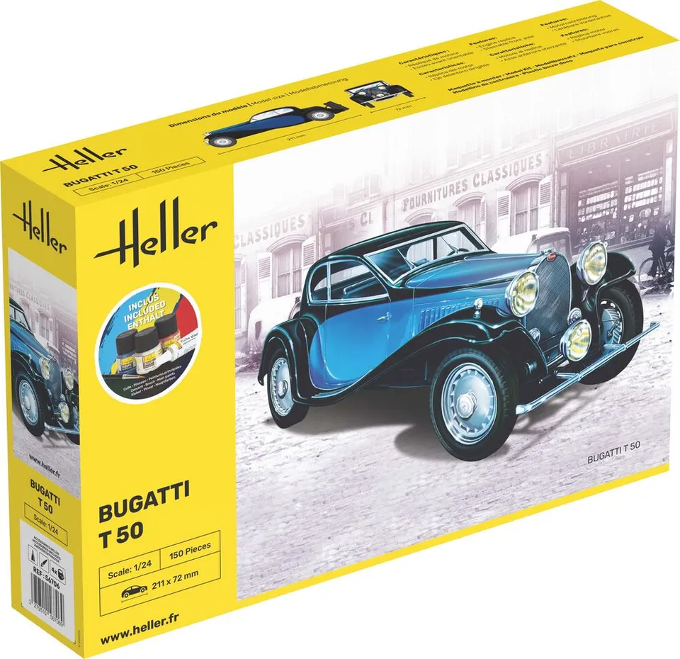 Heller Starter Kit Bugatti T50 1/24 maquette voiture complète