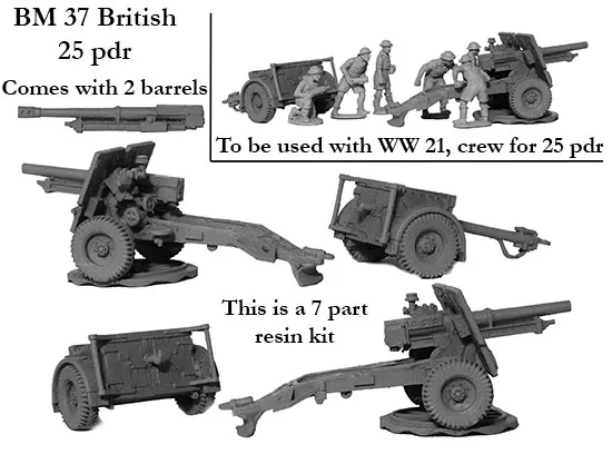 Perry Miniatures World War 2 BM37 canon 25 pdr maquette + limber