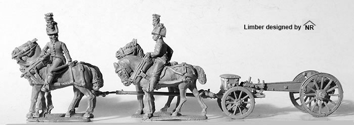 Perry Miniatures Napoleonic AN35 attelage 4 chevaux obusier 28mm