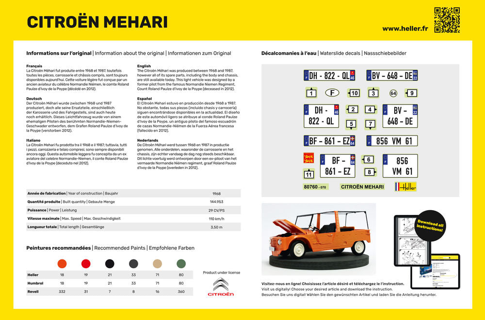 Heller Historical Collection Citroen Mehari 1/24 maquette voiture