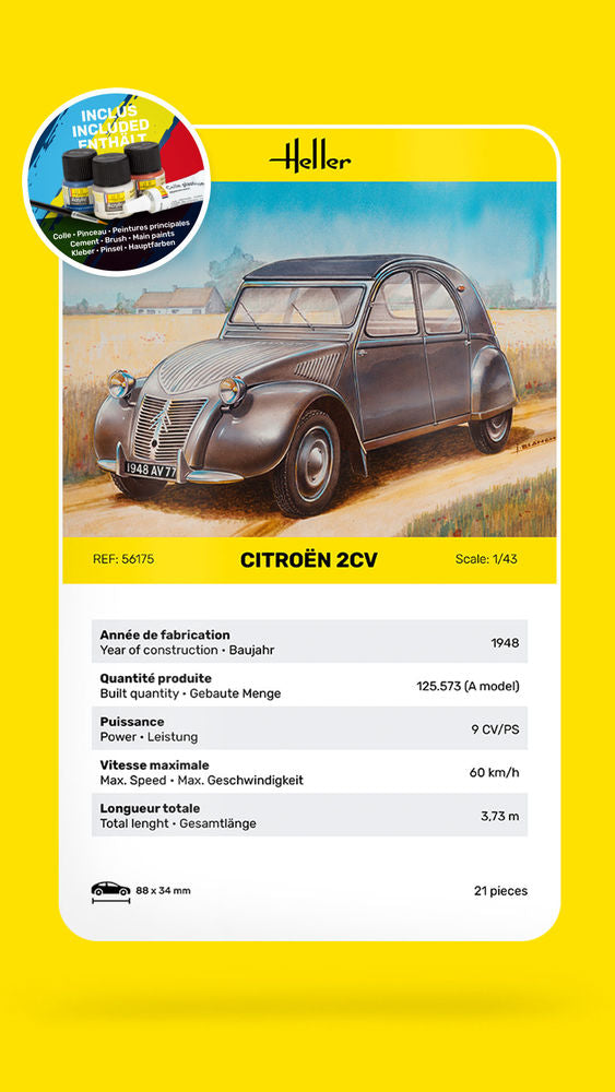 Heller Starter Kit Citroen 2 CV 1/43 kit maquette voiture