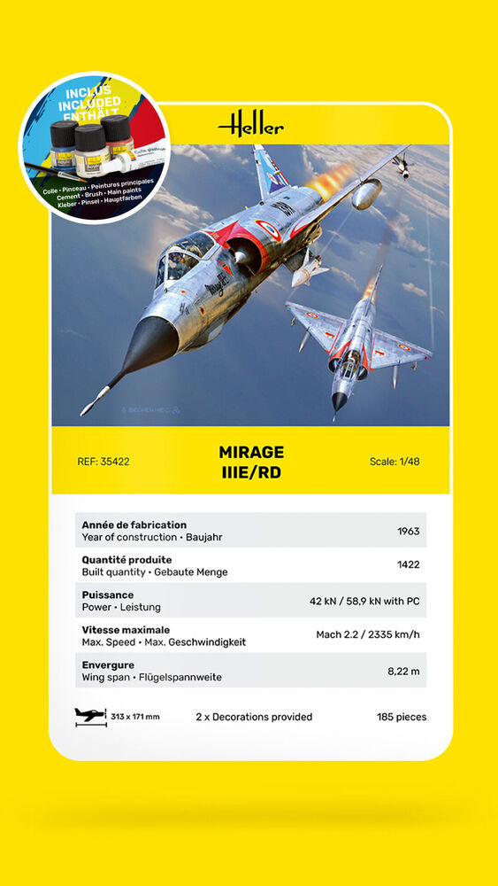 Heller Starter Kit Mirage IIIE/RD 1/48 maquette avion complet
