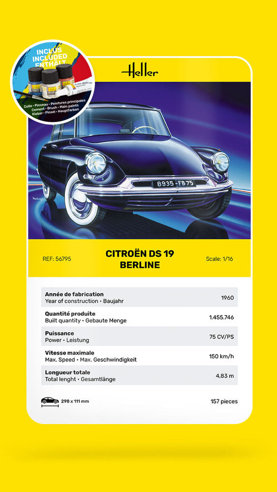 Heller Starter Kit Citroën DS 19 maquette voiture 1/16 complète