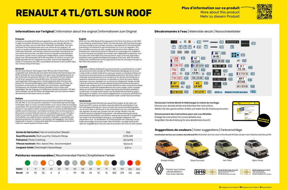 Heller Historical Collection Renault 4 TL/GTL Sun Roof 1/24 auto