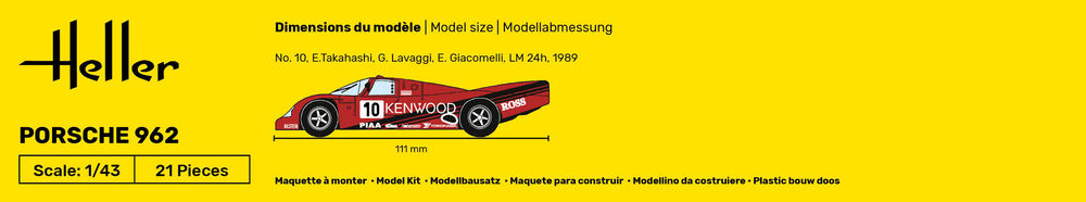 Heller Starter Kit Porsche 962 1/43 maquette voiture