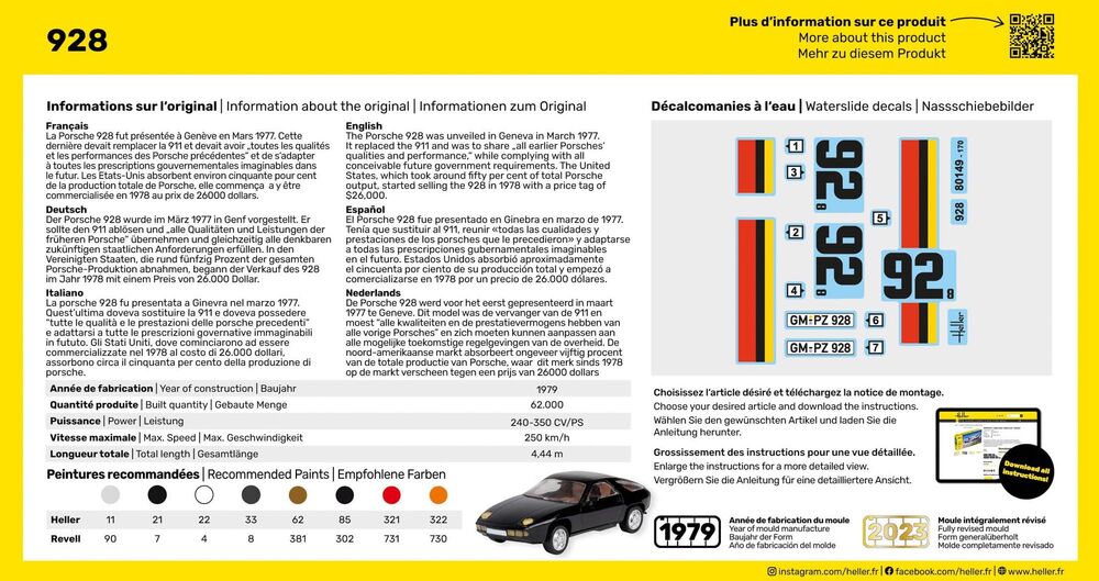 Heller The 9.99 Porsche 928 maquette voiture 1/43