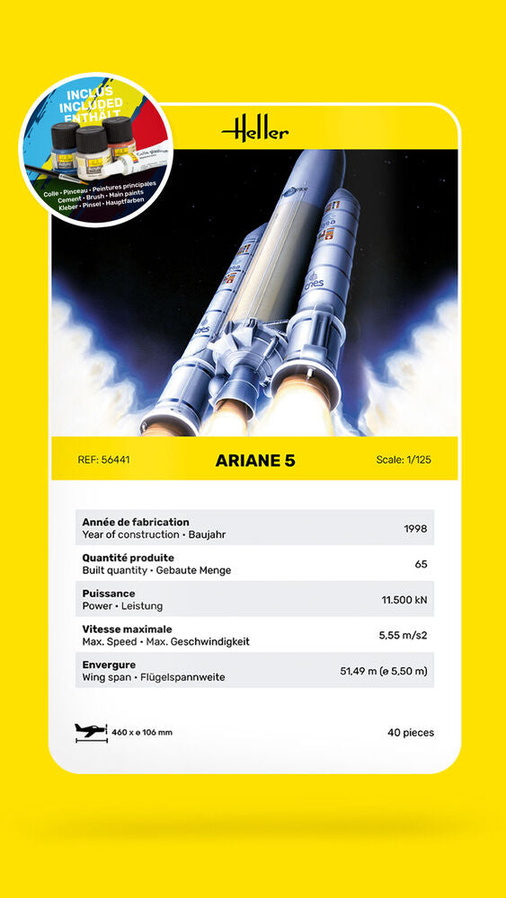 Heller Starter Kit Ariane 5 1/125 maquette fusée avec peintures