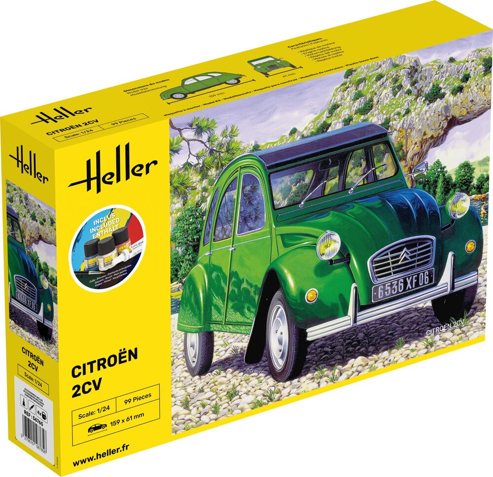 Heller Starter Kit Citroën 2 CV 1/24 maquette voiture complète