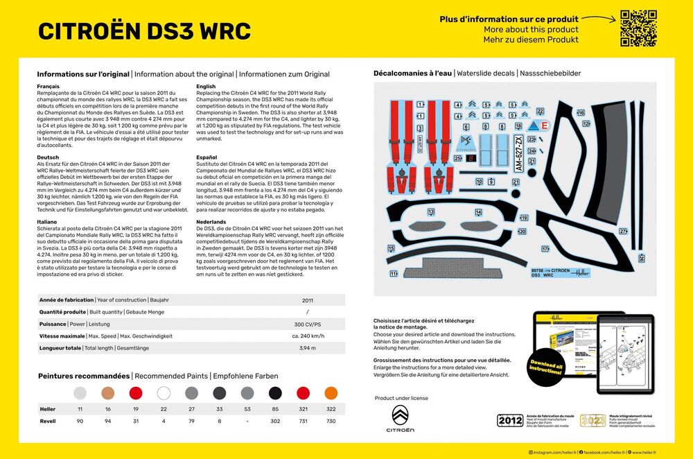 Heller Historical Collection Citroën DS3 WRC 1/24 maquette rallye