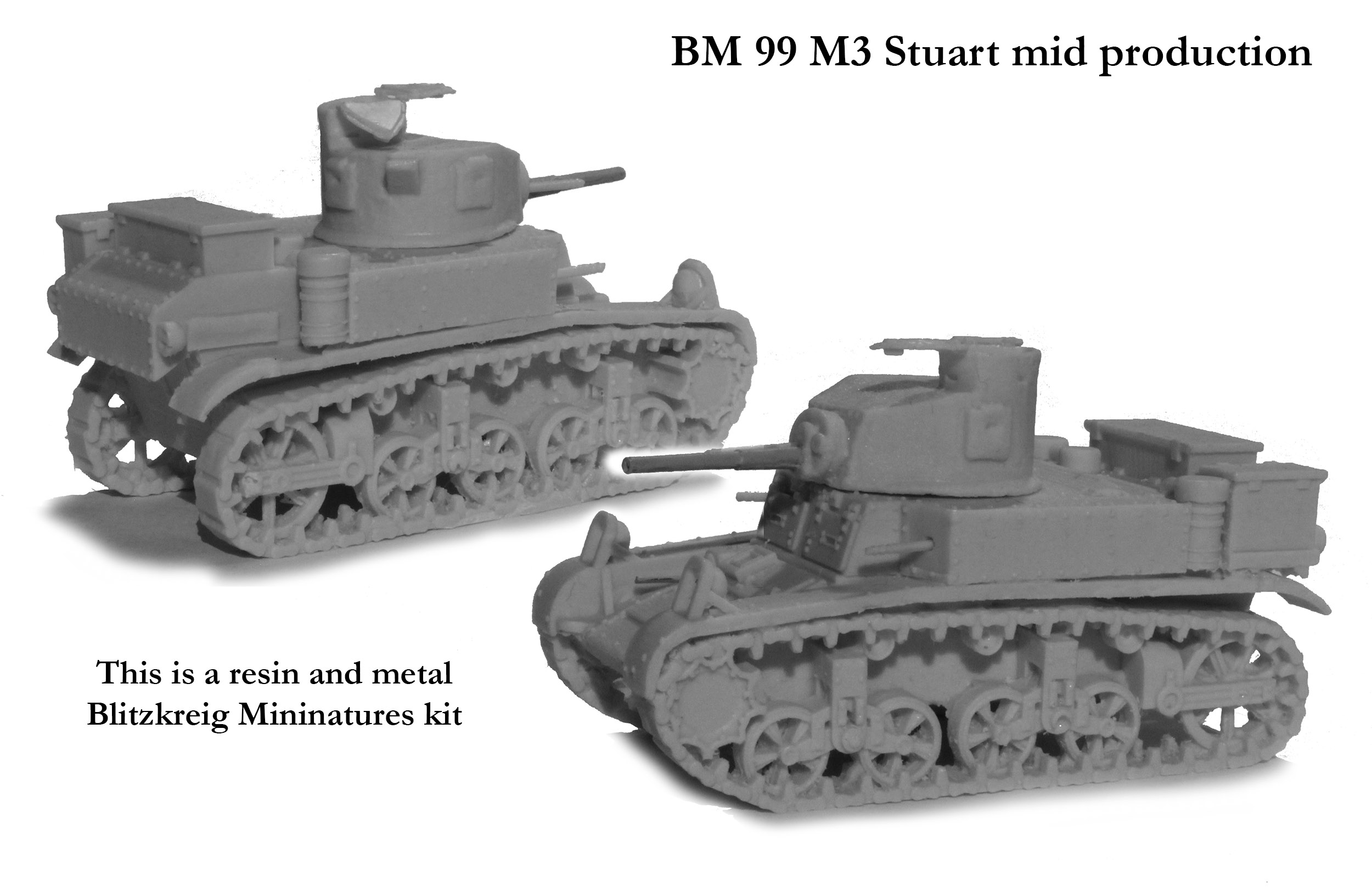 Perry Miniatures BM 99 char M3 Stuart milieu de production résine
