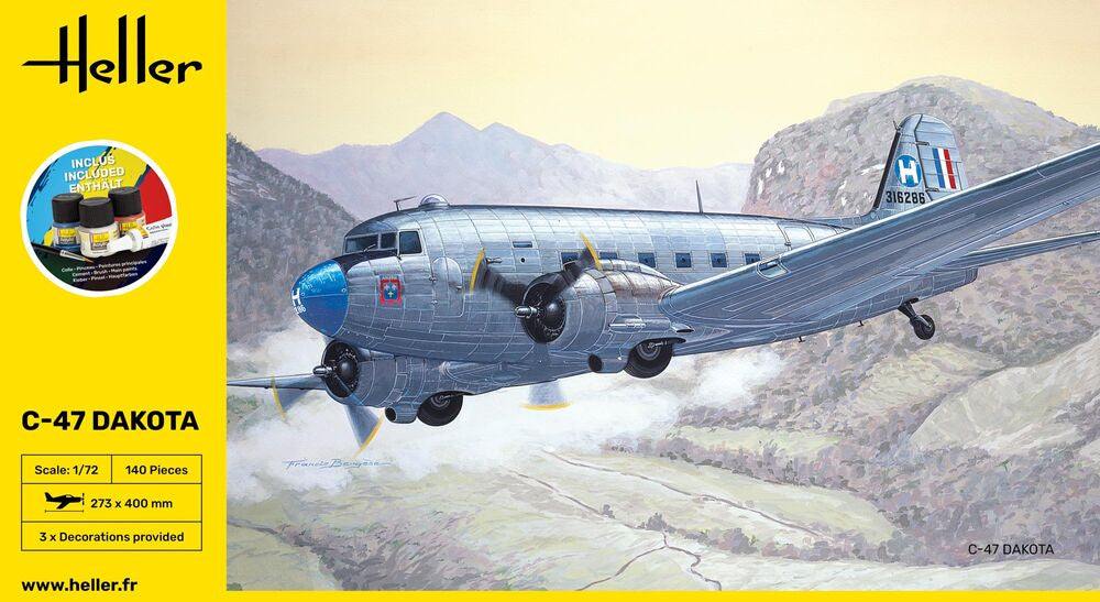 Heller Starter Kit C-47 Dakota 1/72 maquette avion complet