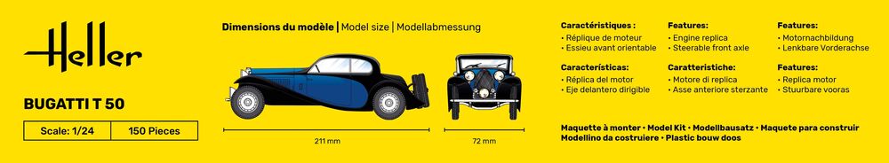 Heller Starter Kit Bugatti T50 1/24 maquette voiture complète