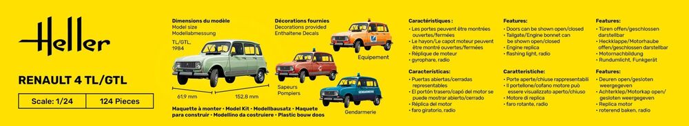Heller Renault 4TL/GTL 1/24 maquette voiture française