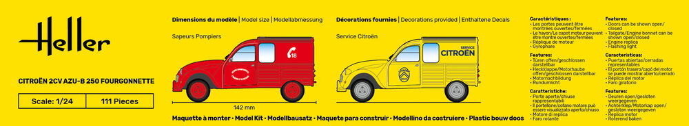 Heller Citroen 2CV AZU-B 250 fourgonnette 1/24