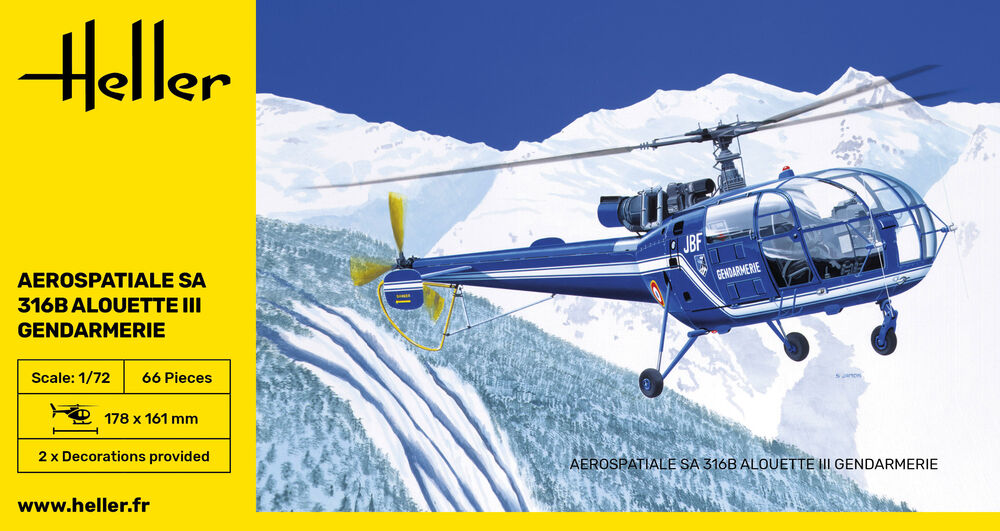 Heller The 9.99 SA 316 Alouette III Gendarmerie hélicoptère 1/72