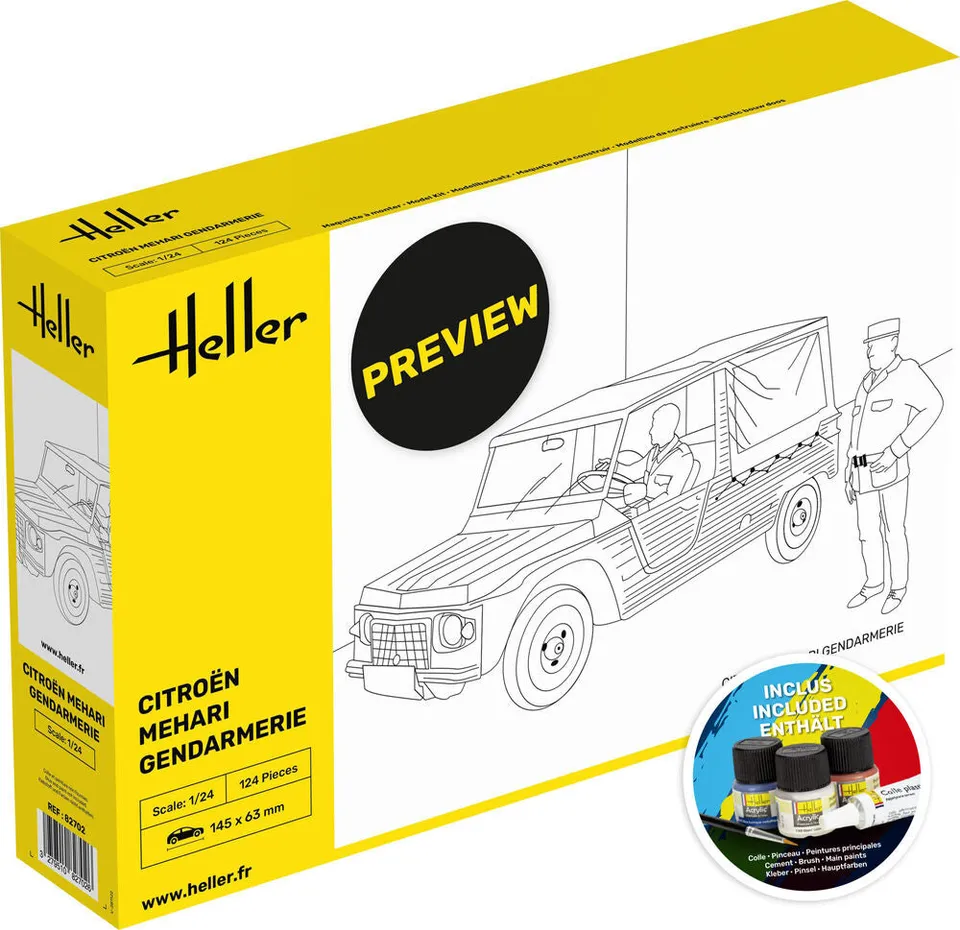 Heller Starter Kit Citroën Méhari Maquette Voiture 1/24 Gendarmerie