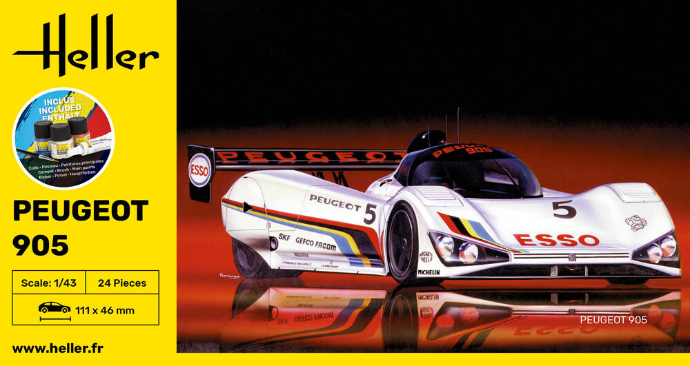 Heller Starter Kit Peugeot 905 1/43 maquette voiture course