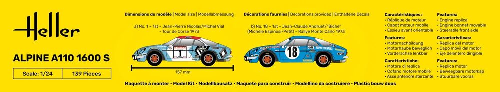 Heller Starter Kit Alpine A110 1600S 1/24 Maquette Rallye
