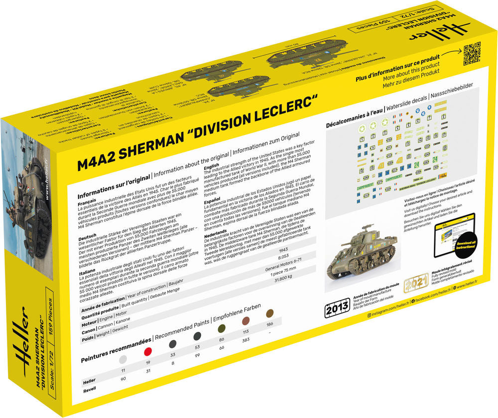 Heller The 9.99 M4A2 Sherman Division Leclerc 1/72 char