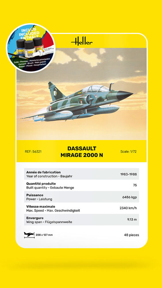 Heller Starter Kit Mirage 2000 N maquette 1/72 Armée Air