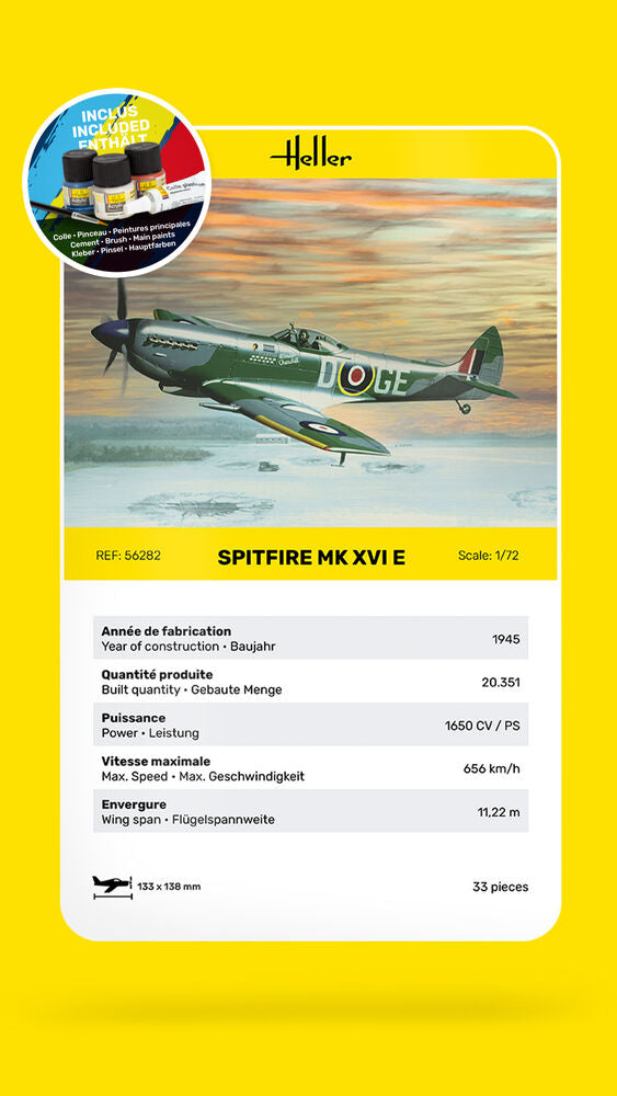 Heller Starter Kit Spitfire 1/72 maquette avion complète
