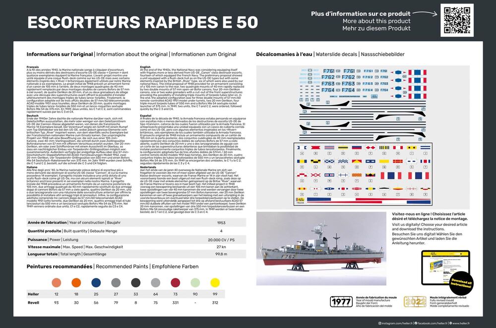 Heller Historical Collection Escorteurs Rapides E 50 1/400 marine