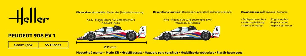 Heller Starter Kit Peugeot 905 maquette course 1/24 complète