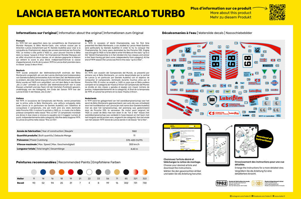 Heller Historical Collection Lancia Beta Montecarlo Turbo 1/24 maquette