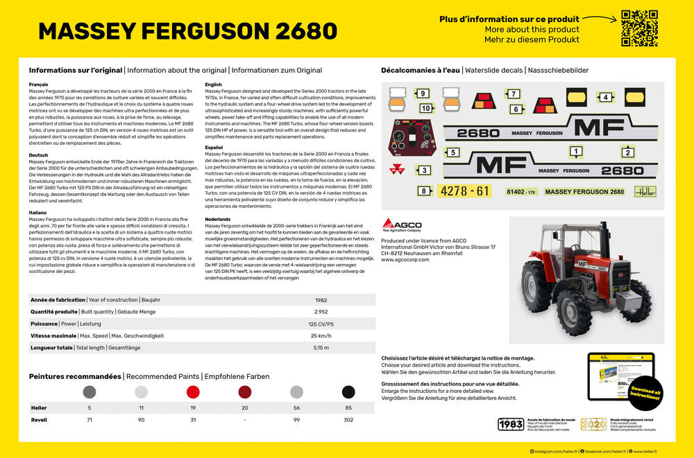 Heller Starter Kit Massey Ferguson 2680 tracteur 1/24