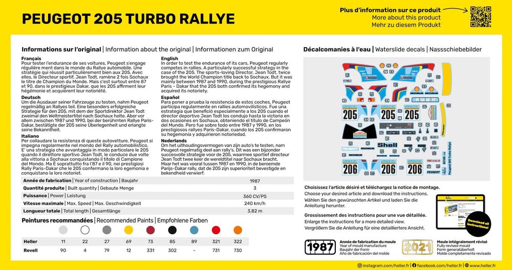 Heller Starter Kit Peugeot 205 Turbo Rallye 1/43 maquette auto