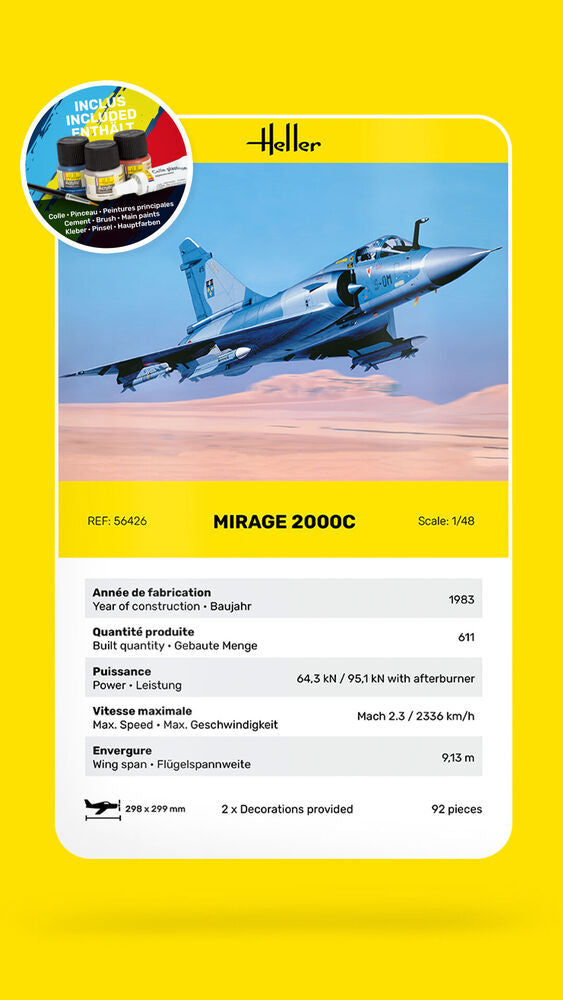 Heller Starter Kit Mirage 2000 C 1/48 maquette avion complet